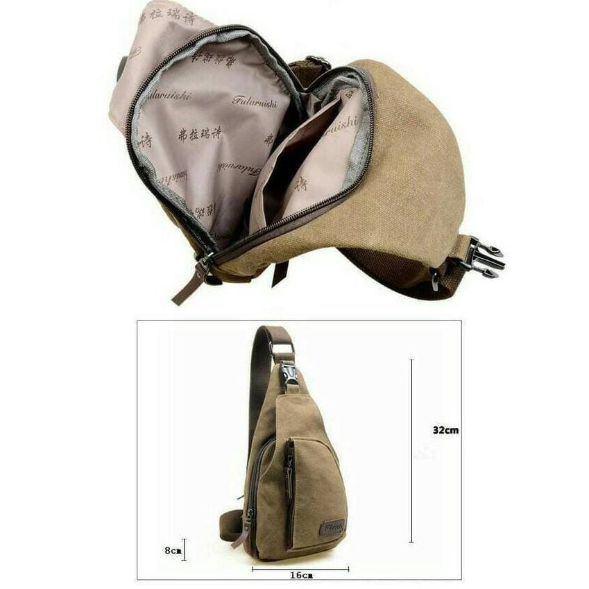 Tas Slempang Slingbag Bodypack Pria Kanvas Q64 Premium Harga Grosir