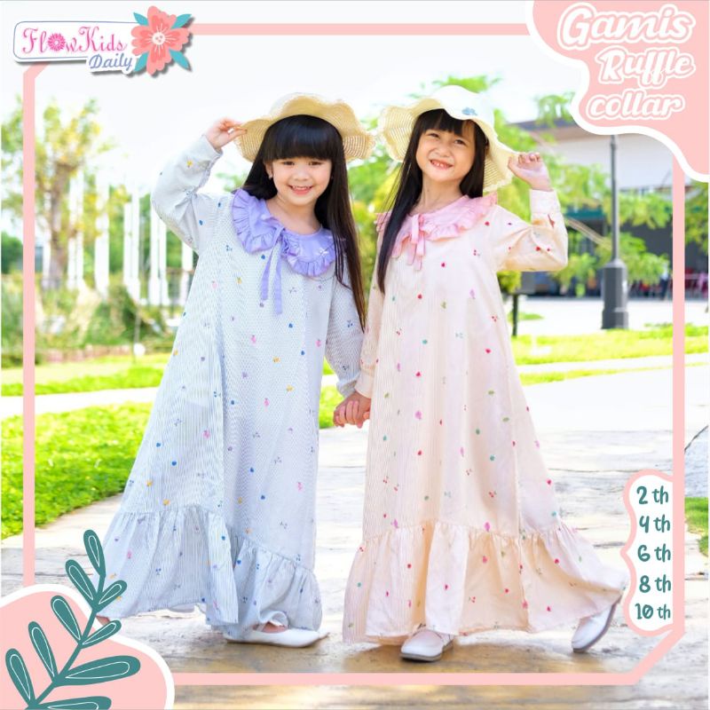 Afsheenastore Gamis Anak Ruffle Colar By Flowkids / Ready Size 2