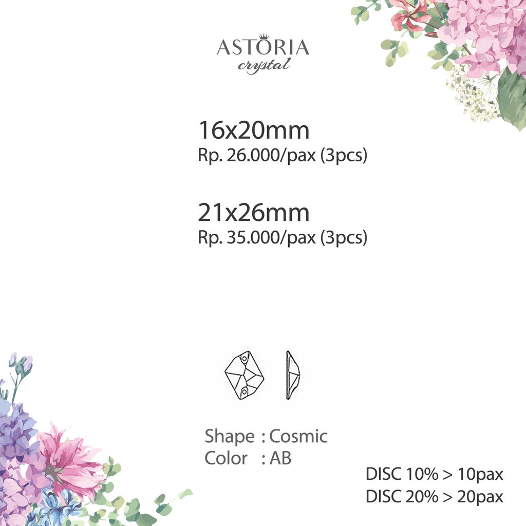 Astoria kristal jahit kaca bentuk cosmic kode 3CAA