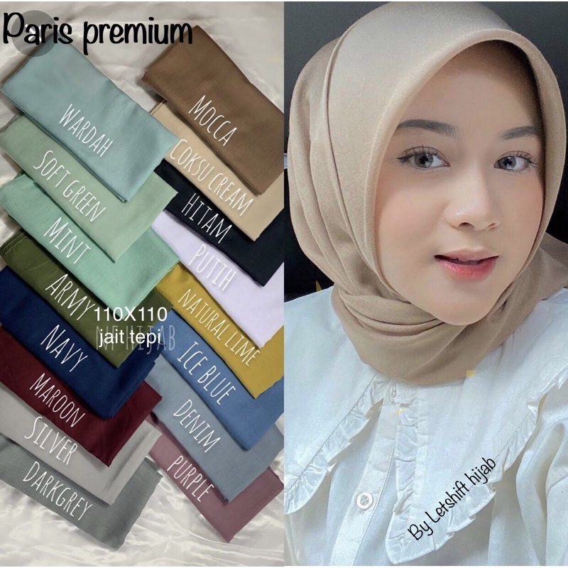 PARIS PREMIUM/SEGI EMPAT PREMIUM JAIT TEPI/HIJAB SEGI EMPAT VOAL/PARIS PREMIUM ON LABEL