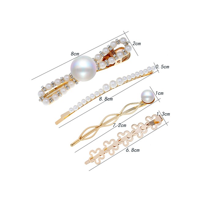 LRC Jepit Rambut Fashion Gold Pearl Hairpin Combination F57375