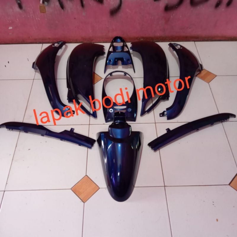 cover full fullset bodi body halus alus honda scopy scoopy fi 2013-2016 biru dongker navy glosy
