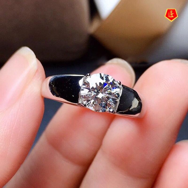 [Ready Stock]Pt950 Platinum Gold 2 Karat Mosanite Diamond Ring Classic Fashion