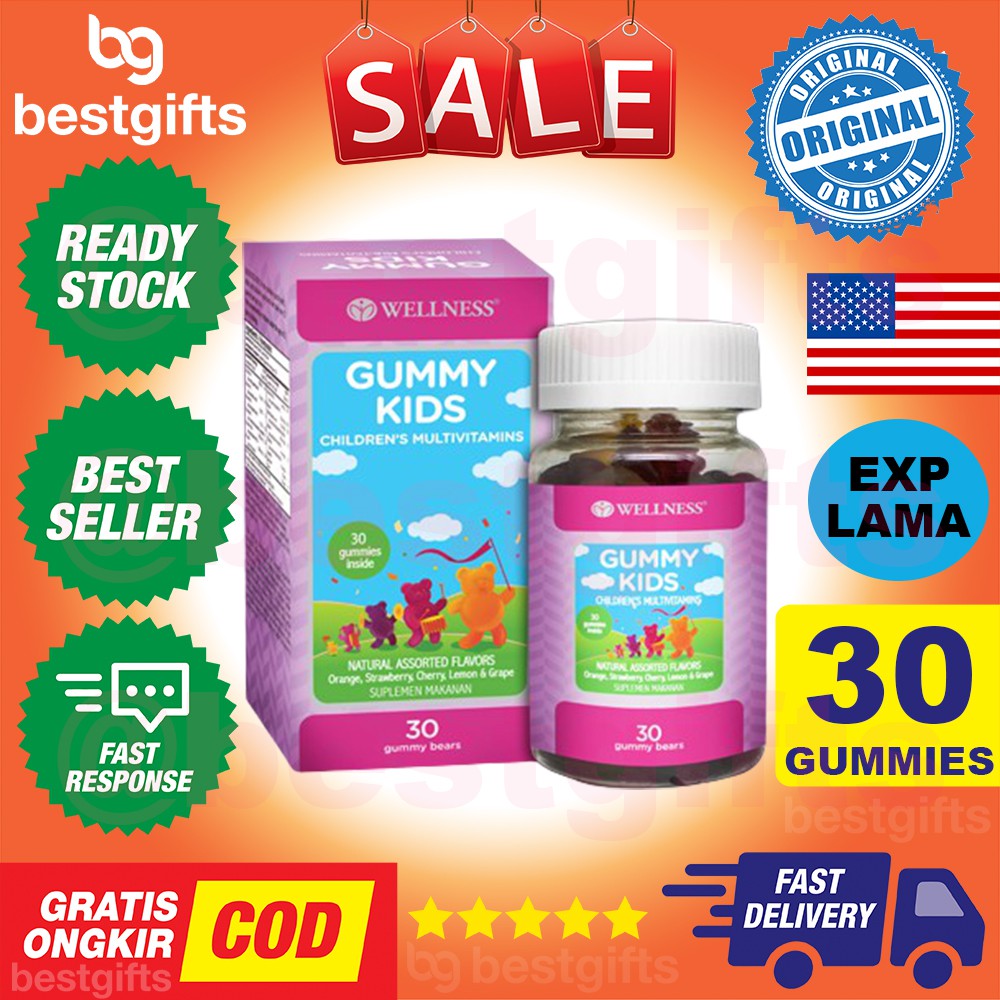 WELLNESS GUMMY KIDS CHILDREN CHILDRENS MULTIVITAMIN MULTI VITAMIN DAYA TAHAN TUBUH ANAK 30 GUMMIES