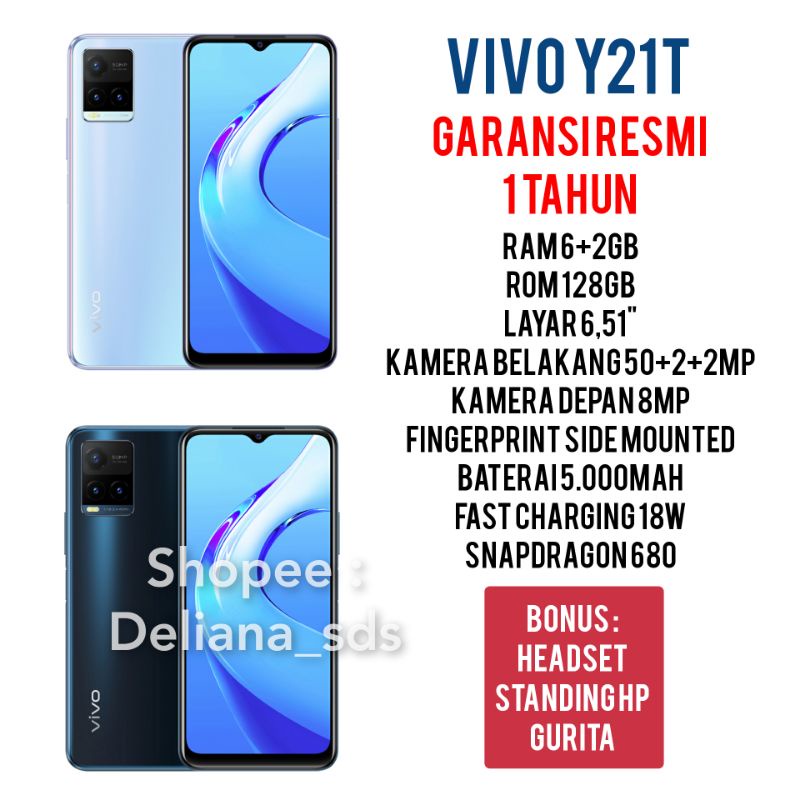 Vivo Y21T 6/128 6 128 6/128GB Garansi Resmi 1 Tahun Vivo Y21 6/128 Vivo Y21s 6/128 Vivo Y21 Ram 6GB 