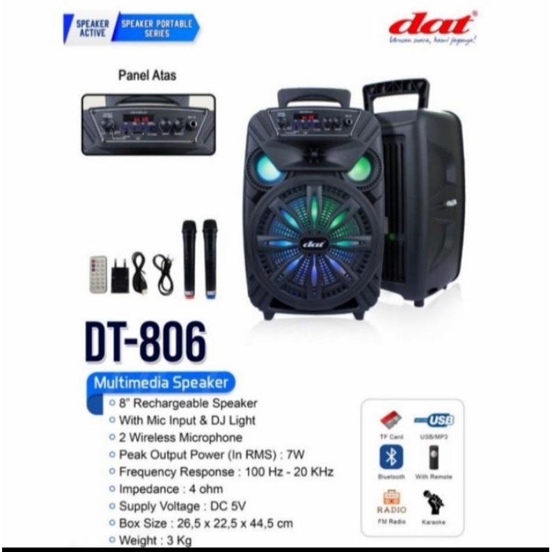 SPEAKER PORTABLE BLUETOOH DAT DT 806 / 8IN ORIGINAL