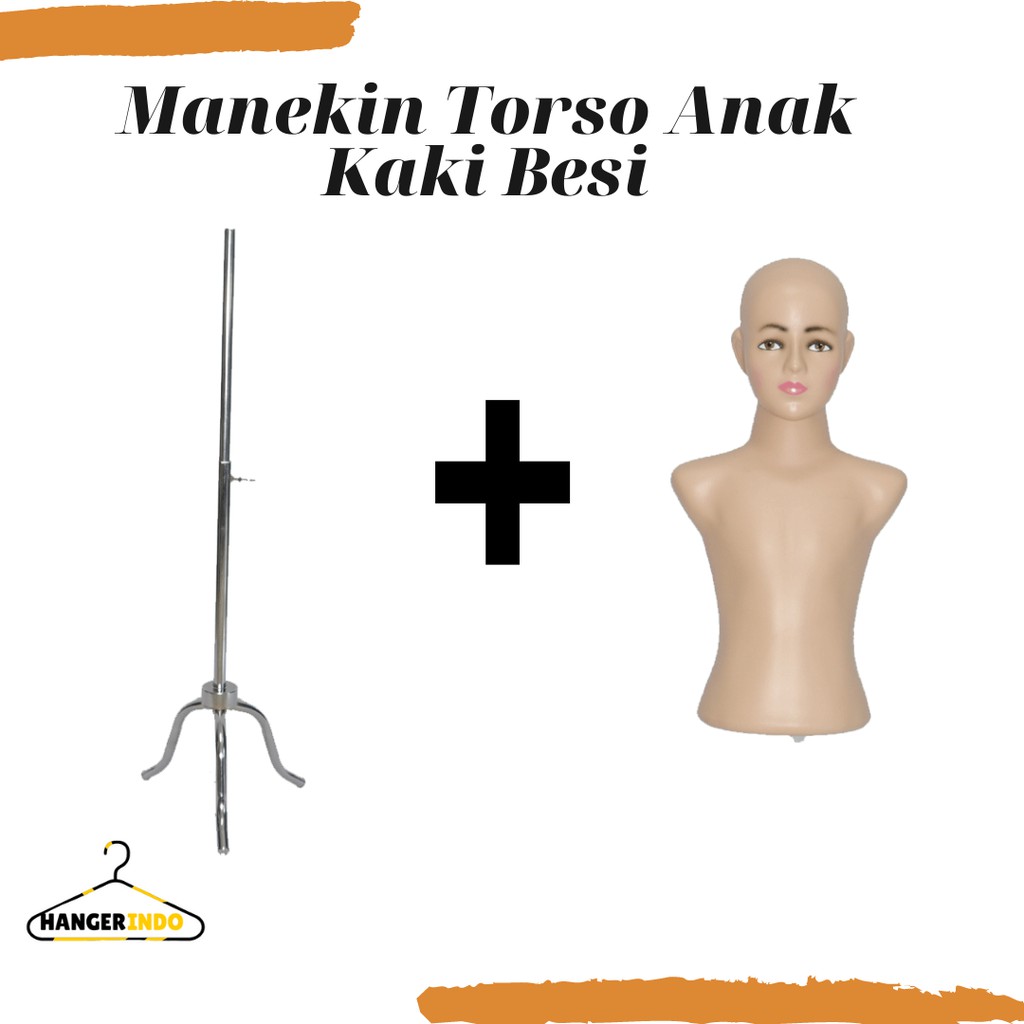 Manekin Anak Kaki Besi Kepala Botak | Manekin Anak | Patung Display Anak