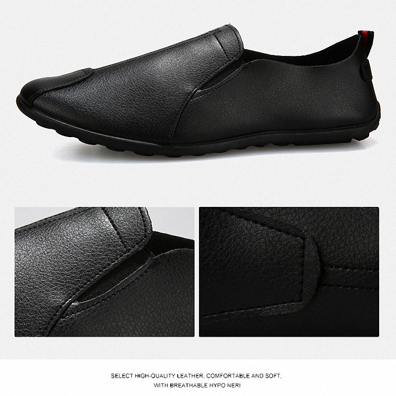 Toread Sepatu Pria Slip On Casual Anti Air Sepatu Kulit Hitam Formal Sepatu Kerja KSP201