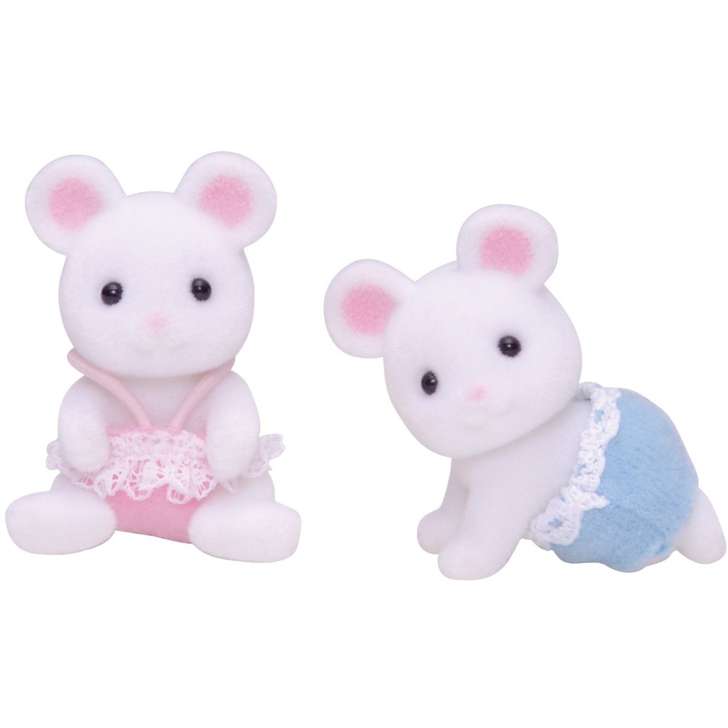 SYLVANIAN FAMILIES ORIGINAL 3221 - WHITE MOUSE TWINS BABY
