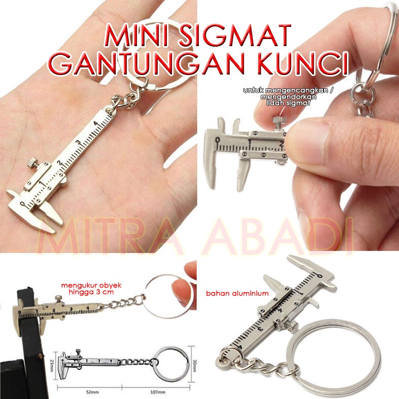 Gantungan Kunci Mini Sigmat / Sketmat Jangka Sorong Caliper Metal