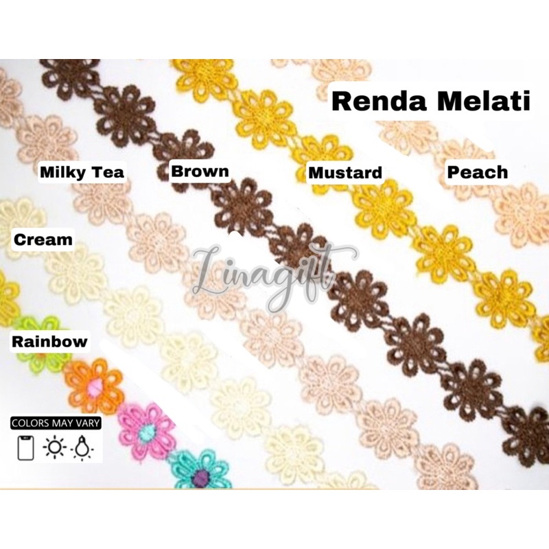 ( Meter ) RENDA MELATI / RAJUT BUNGA / BAHAN BROS 2CM / RENDA BORDIR CHOKER / CHOKER FLOWER