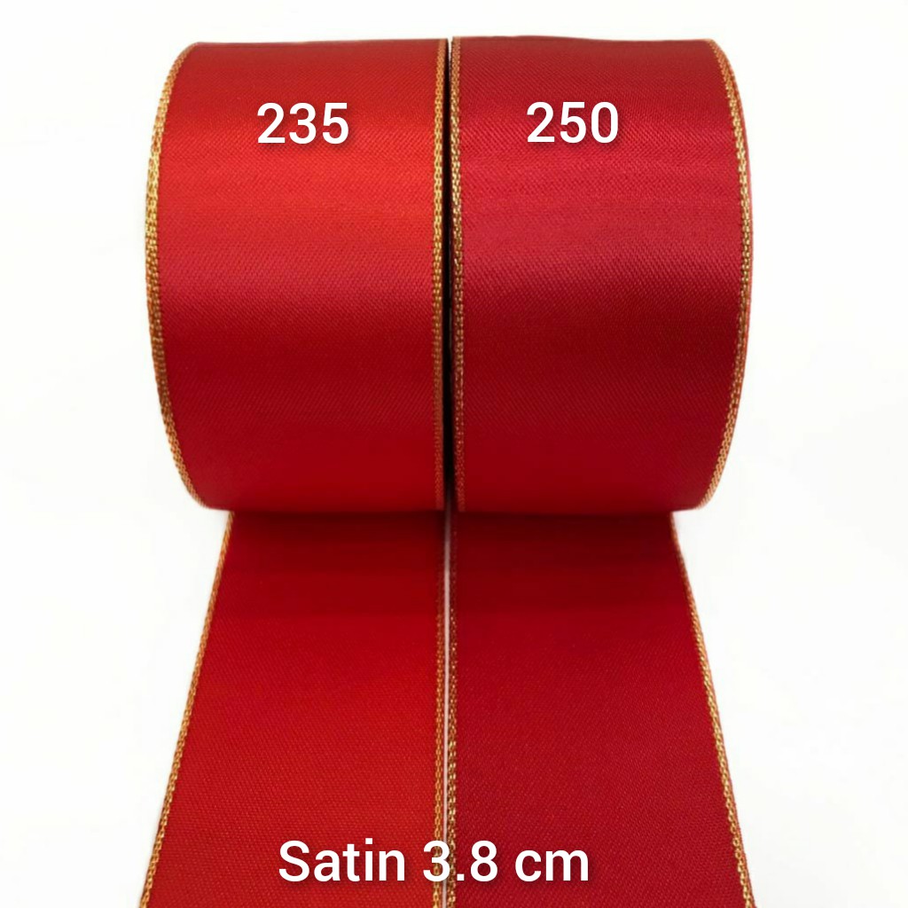 10 YARD - PITA MERAH LIST GOLD &amp; SILVER | DOUBLE SATIN | GROSGRAIN LIST EMAS | PITA KADO NATAL