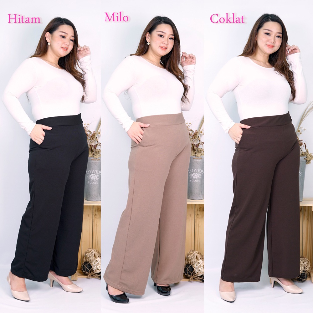 [COD] CELANA KULOT PANJANG WANITA - basic pants bahan crepe tebal XL JUMBO