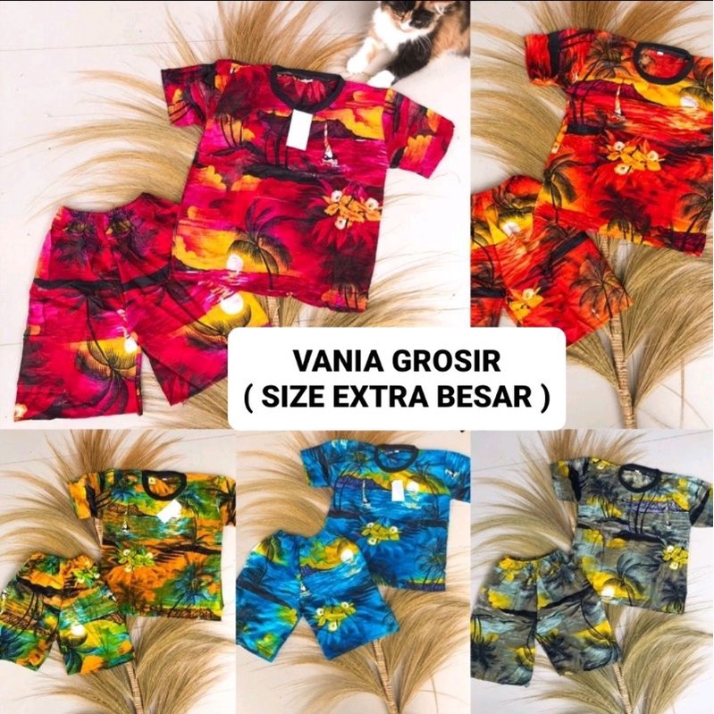 [SIZE EXTRA BESAR] PUSAT GROSIR SETELAN ANAK BALI HAWAI PANTAI KELAPA LEHER KAOS