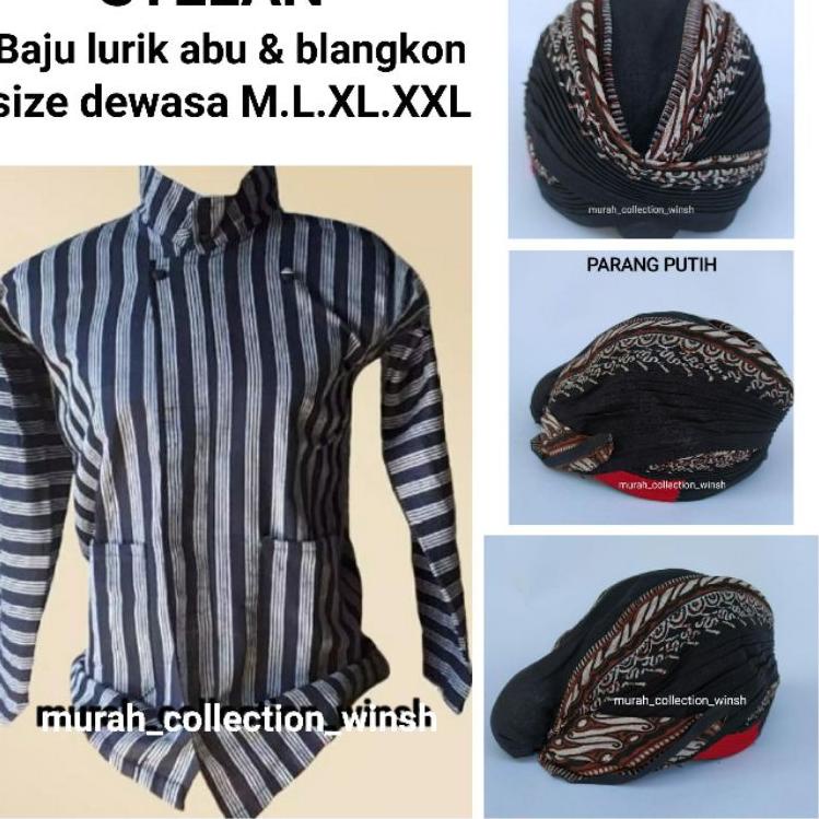 Terbaru.. Set Baju lurik pria + blangkon jogja lipat || baju adat jawa || baju jawa || Surjan lurik