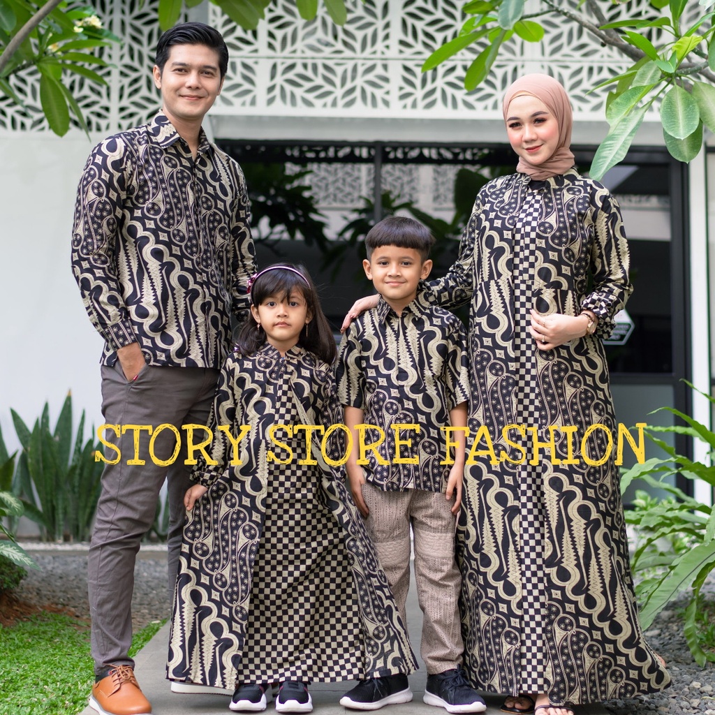 Batik Aleaa Couple Gamis Kemeja Seno Gedi