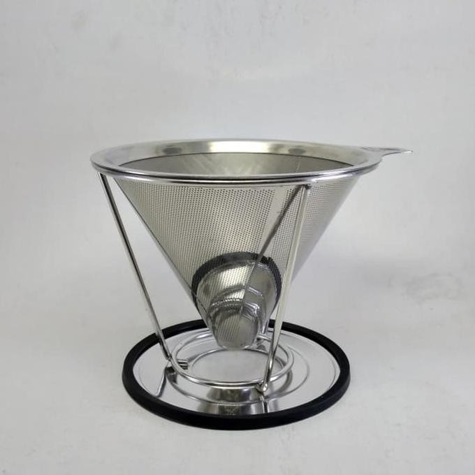 Exclusive V60 Dripper Stainless Steel Size 02 Ukuran Besar Stand Removable