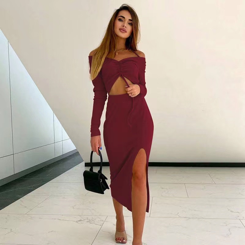 H7 Sexy bodycon midi dress lengan panjang / vintage dress