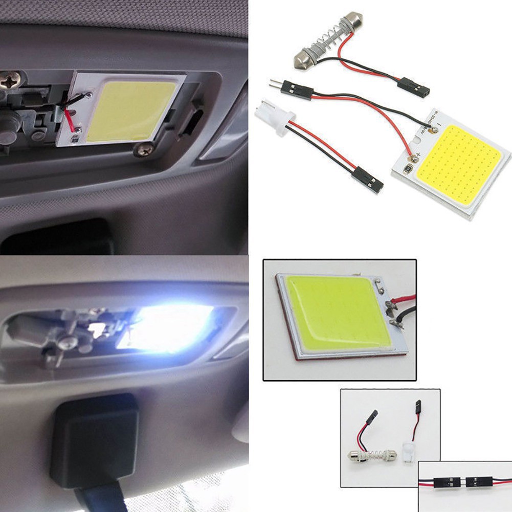 1pc Lampu LED COB 48 SMD T10 4W 12V Warna Putih Untuk Interior Mobil