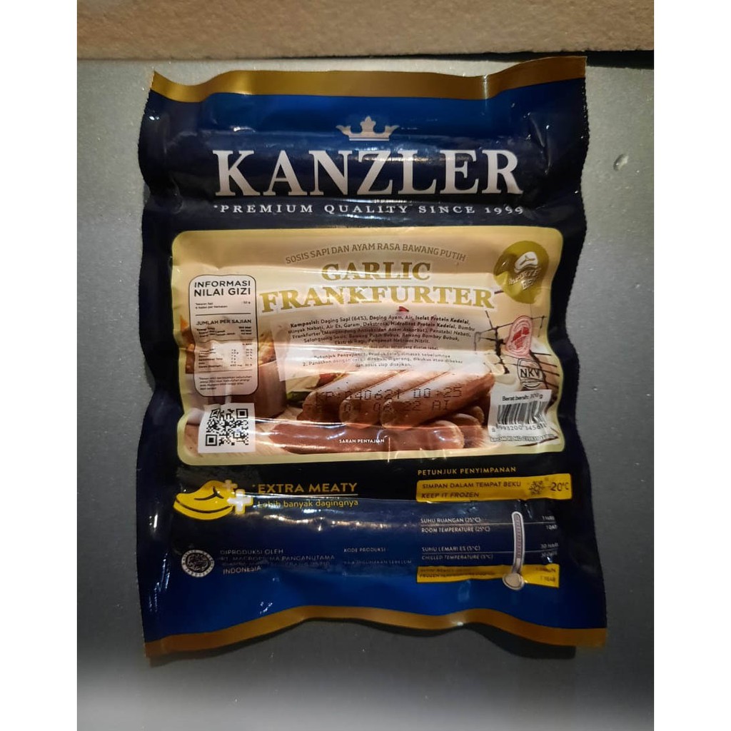 

Kanzler Garlic Frankfurter Sosis Sapi dan Ayam Rasa Bawang Putih 300 Gram Gr