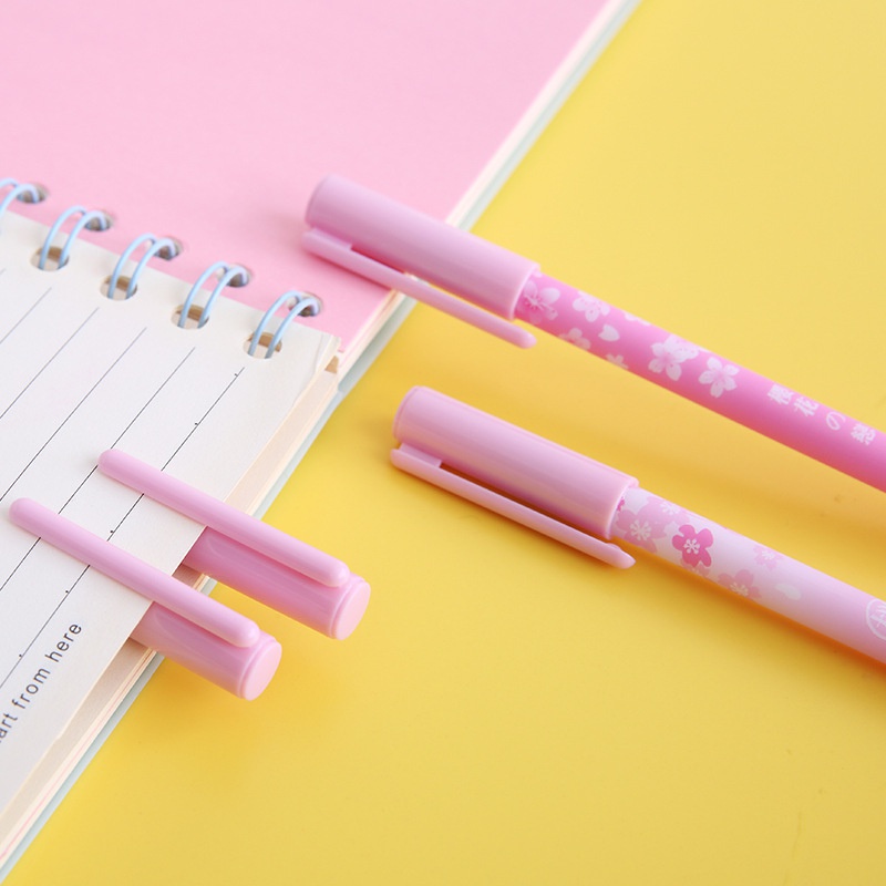 5pcs Pink Cherry Blossom Series Gel Pen Full Syringe 0.5 Gel Pen Exam Office Supplies