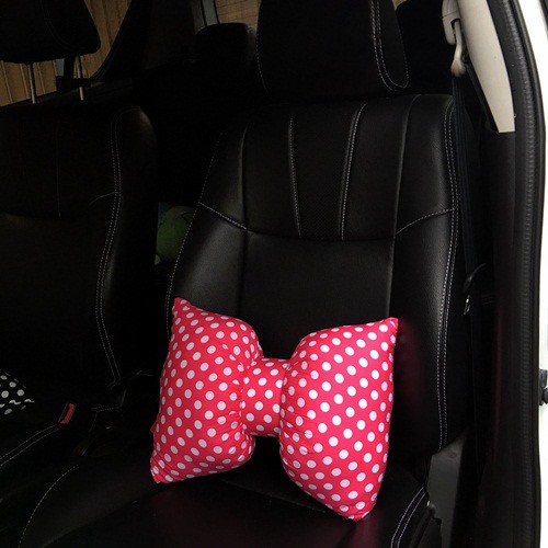 Bantal Sandaran Punggung Jok Mobil Pita Motif Polkadot