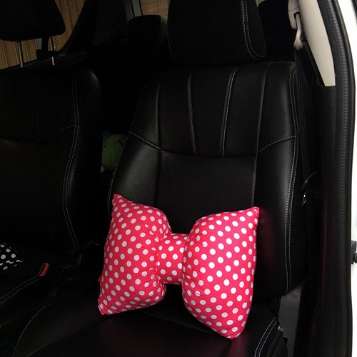 Bantal Sandaran Punggung Jok Mobil Pita Motif Polkadot