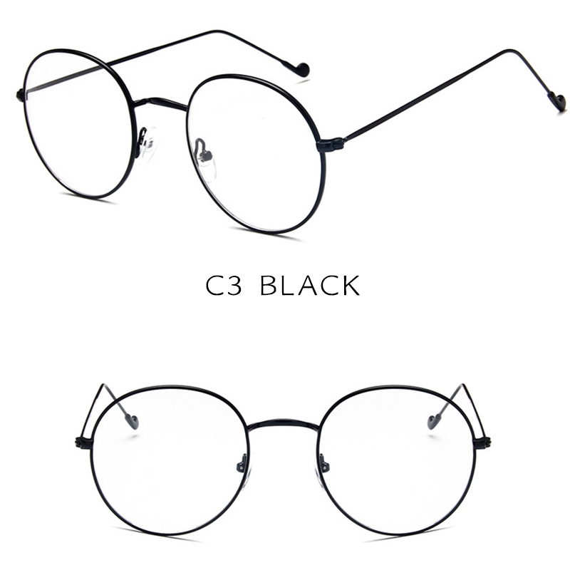 (YUZHU) Bayar di Tempat Kacamataminus 0°~-400° Korean Fashion Style Retro Bulat Besi Frame Eyeglasses