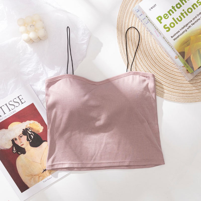 Tank Top Bra / Inner Kaos Tangtop Korean Tanktop Polos Elastis-Pink