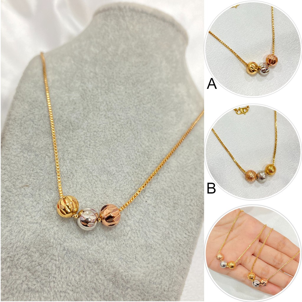 Kalung Bola 3 Warna Motif Kalung Itali Lapis Emas Aksesoirs Fashion