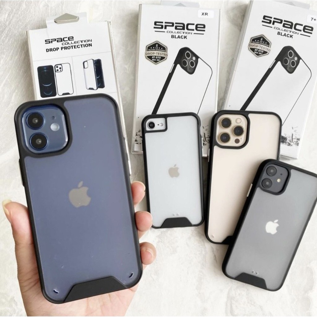 SPACE Black Matte anti yellow impact iphone 7 8 plus SE2 X XR XS MAX 11 12 13 pro max mini Case Cover