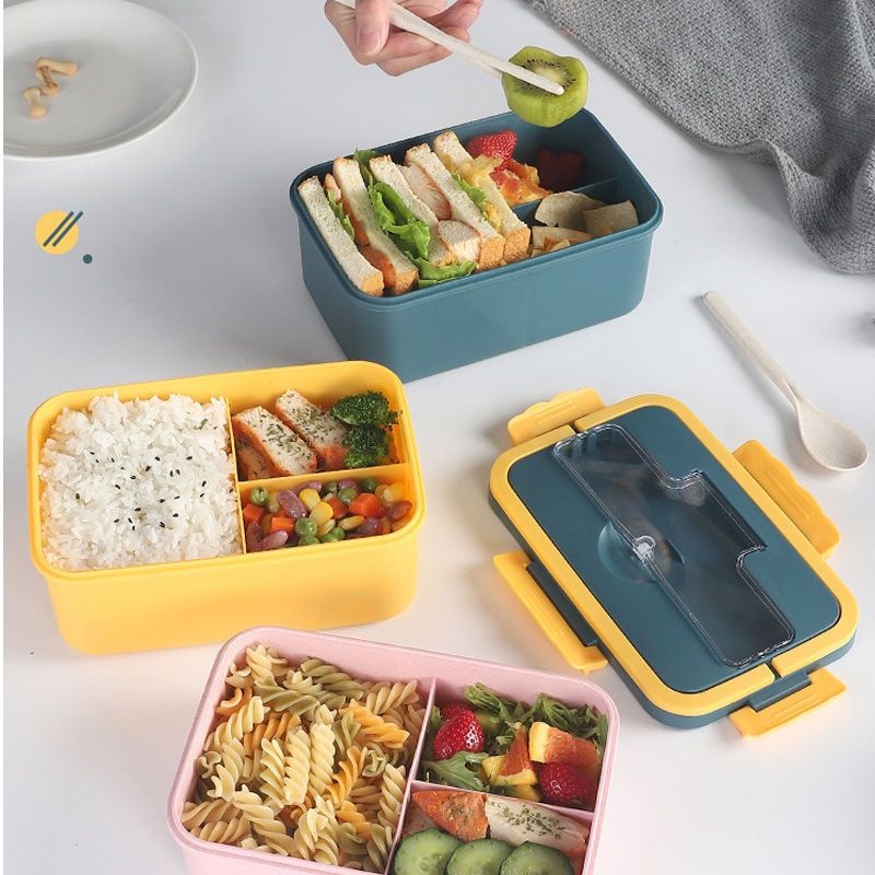 Lunch Box Sekat - Kotak Bekal Gratis Sendok Garpu BPA Free