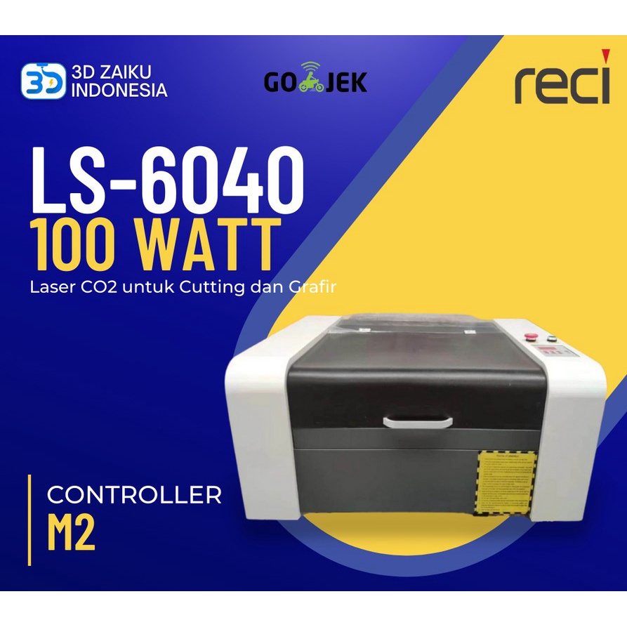 Zaiku CNC LS-6040 with 100 Watt Laser CO2 untuk Cutting dan Grafir