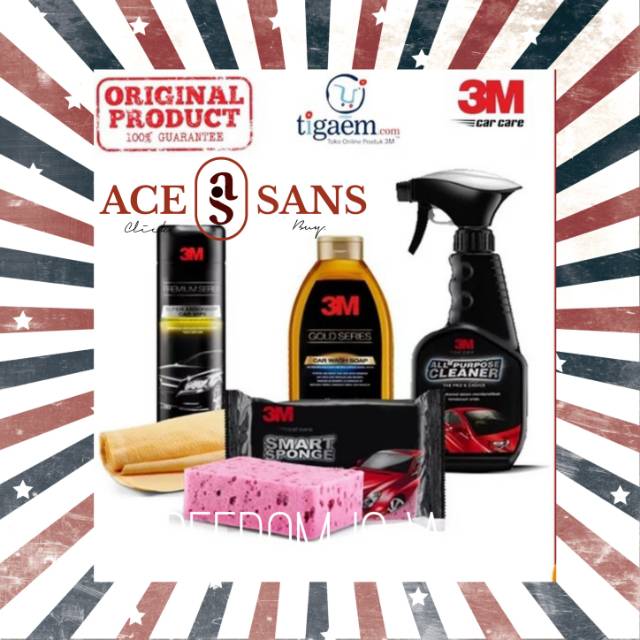 3M Paket Wash | Perawatan Mobil | Shampoo Spons Lap Shampo Mobil 4Pc/Set | Paket Cuci Mobil | Ori