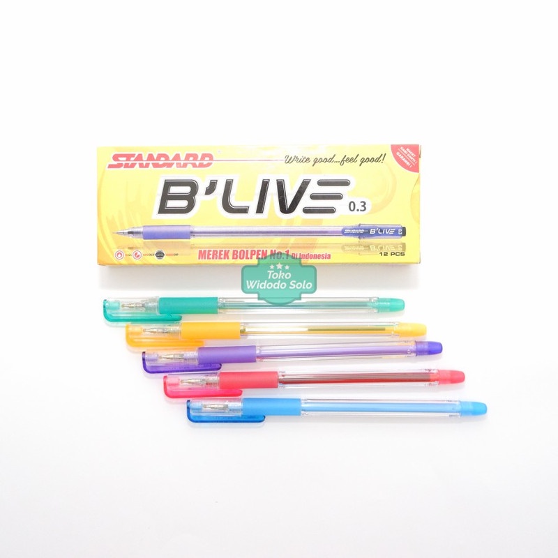 

Pulpen Standard B'Live Tinta Hitam 0.3mm - 1 Pack Isi 12 Buah