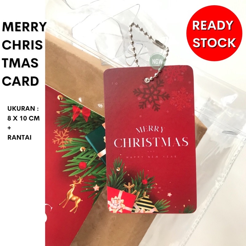 christmas card kartu natal + rantai satuan ecer