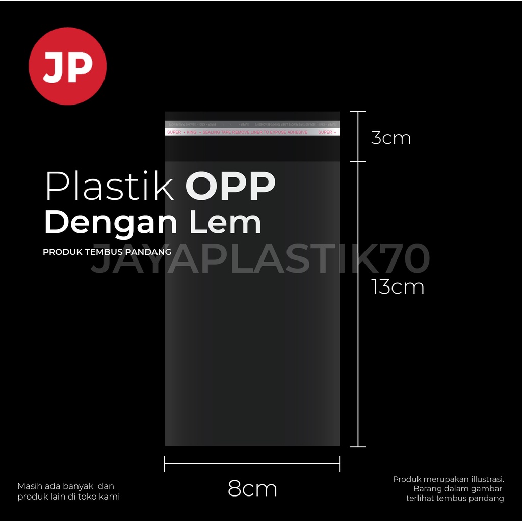 Plastik OPP LEM Uk 8x13cm +3cm(LEM) 100pcs/Pack OPP roti , snack, souvenir , aksesoris