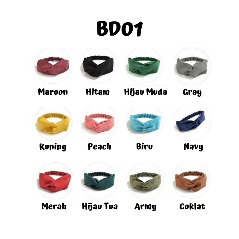 BD01 BD02 Bando Wanita Korea Headband Bandana Simpul Cewek Fashion Y1043