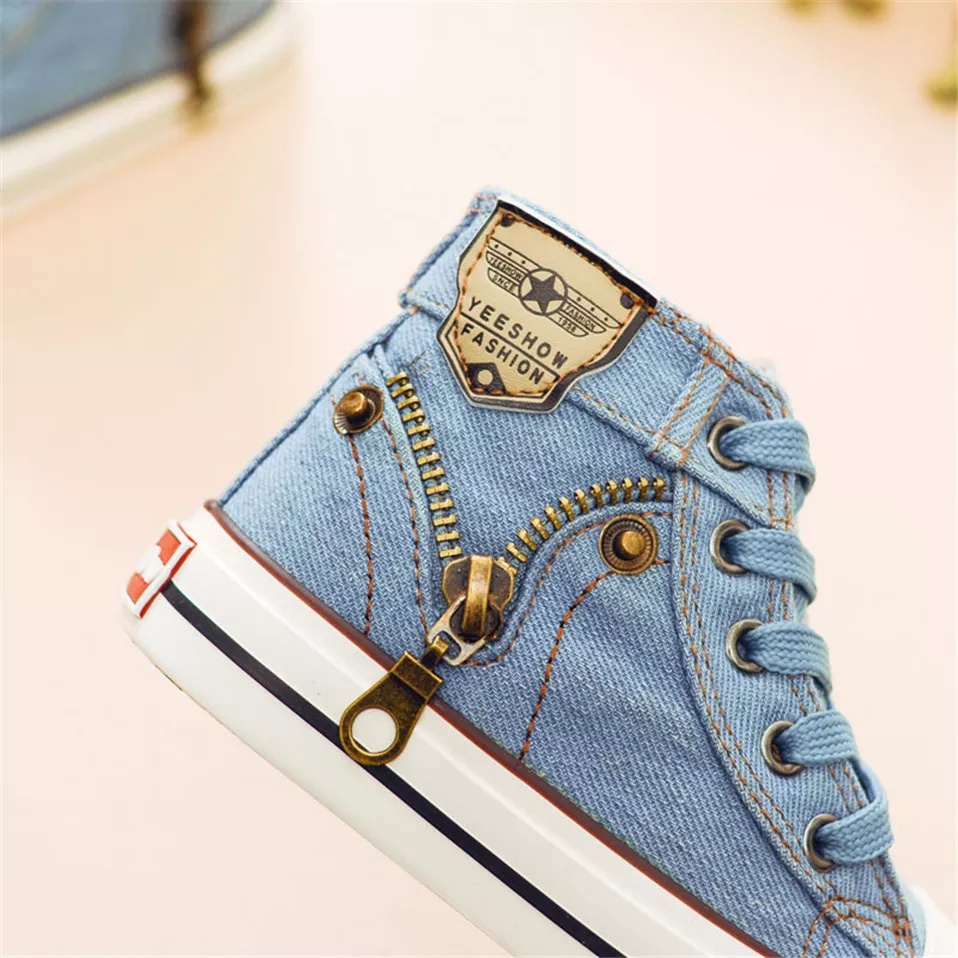 Sepatu Anak Laki Laki Jeans High Top CLOUD Sneaker Shoes Korean Style Import