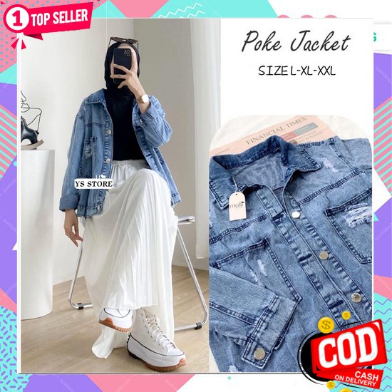 Jaket Crop Jumbo Jeans Denim Jaket Oversize Bigsize Wanita Jaket Jins  Jaket Denim Wanita Import -