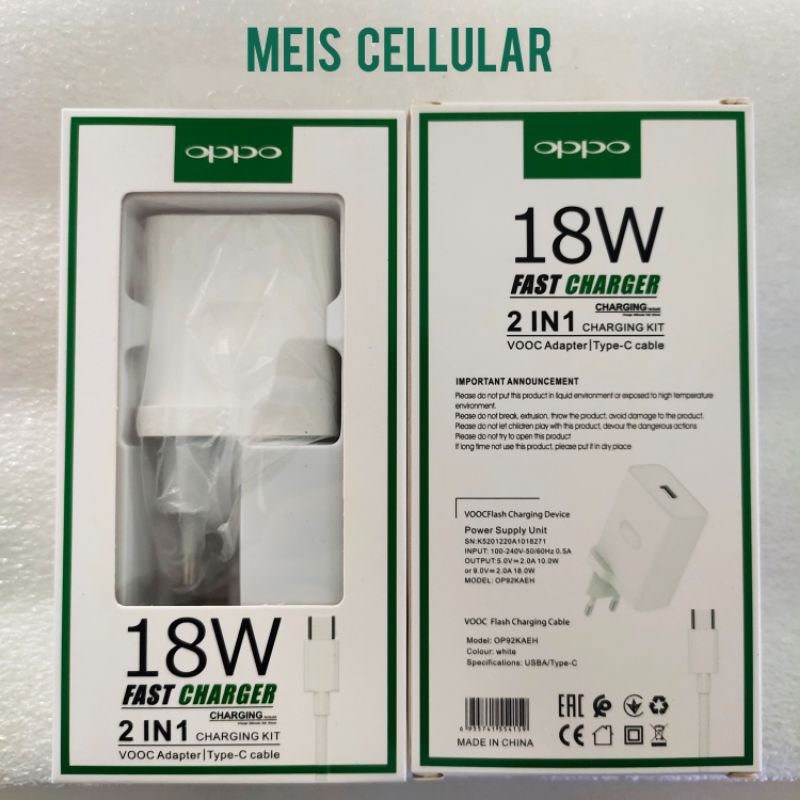 CHARGER OP92KAEH FOR OPPO RENO 4F / OPPO A92 KABEL TYPE C