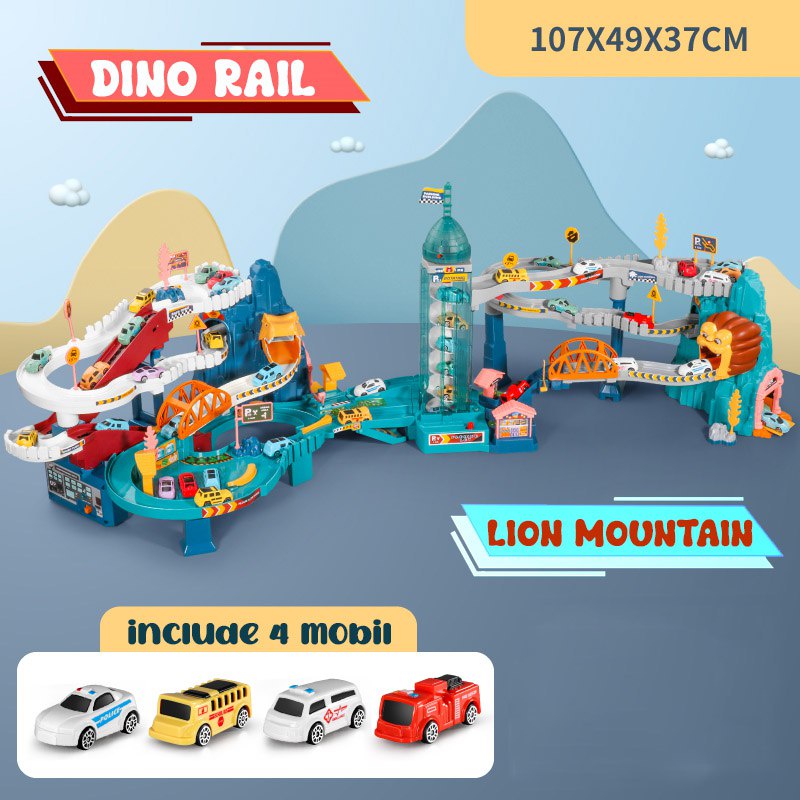 Lion Mountain Adventure pasangan Dino Rail track set