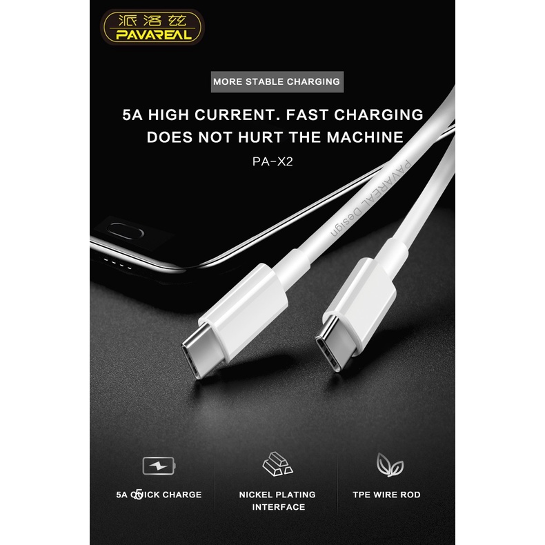 Kabel Data PAvareal PA-X2 Type C To Type C 65W PD QC 3.0 Fast Charging Aksesoris Handphone Hp GALLERYONE gallery one