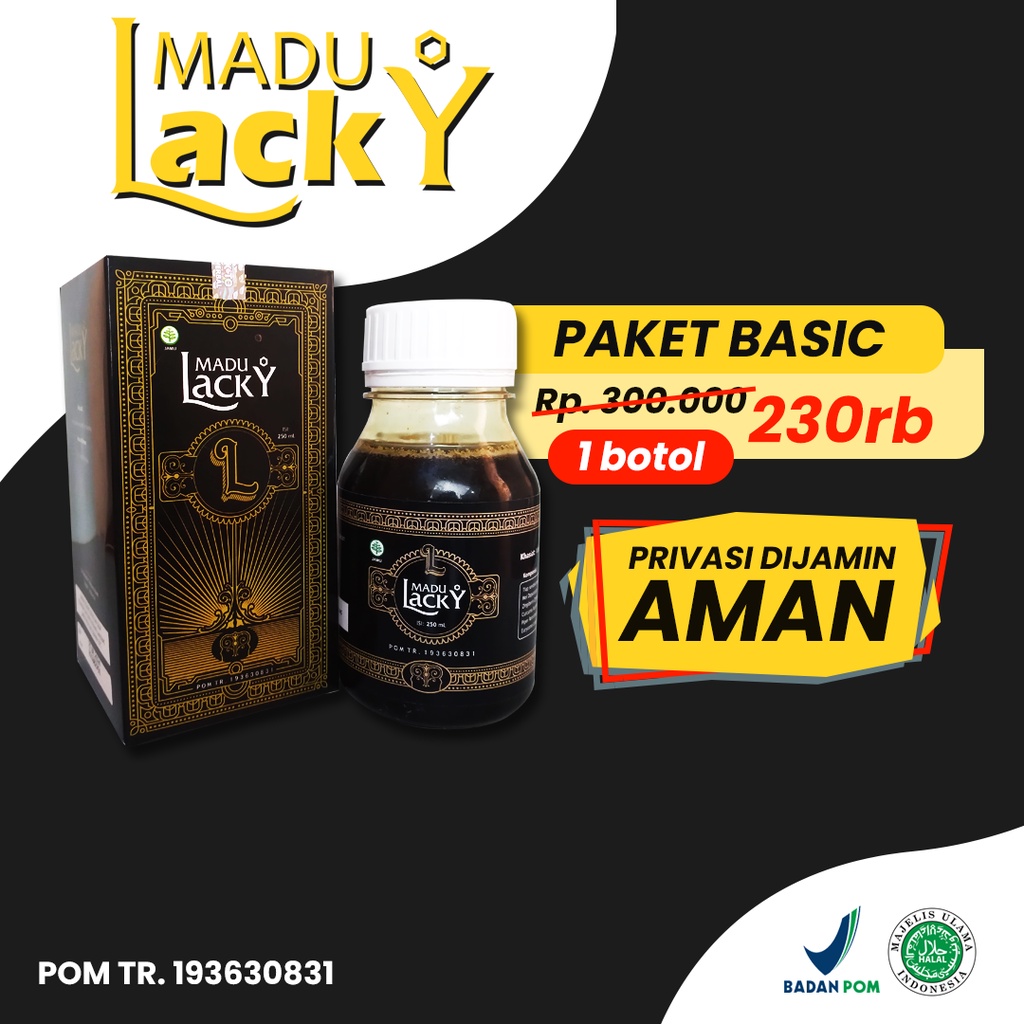 MADU LACKY OBAT HERBAL TAHAN LAMA PRIA ORIGINAL BPOM AMPUH 250 ML MADU STAMINA PRIA-PAKET BASIC 1 BOTOL