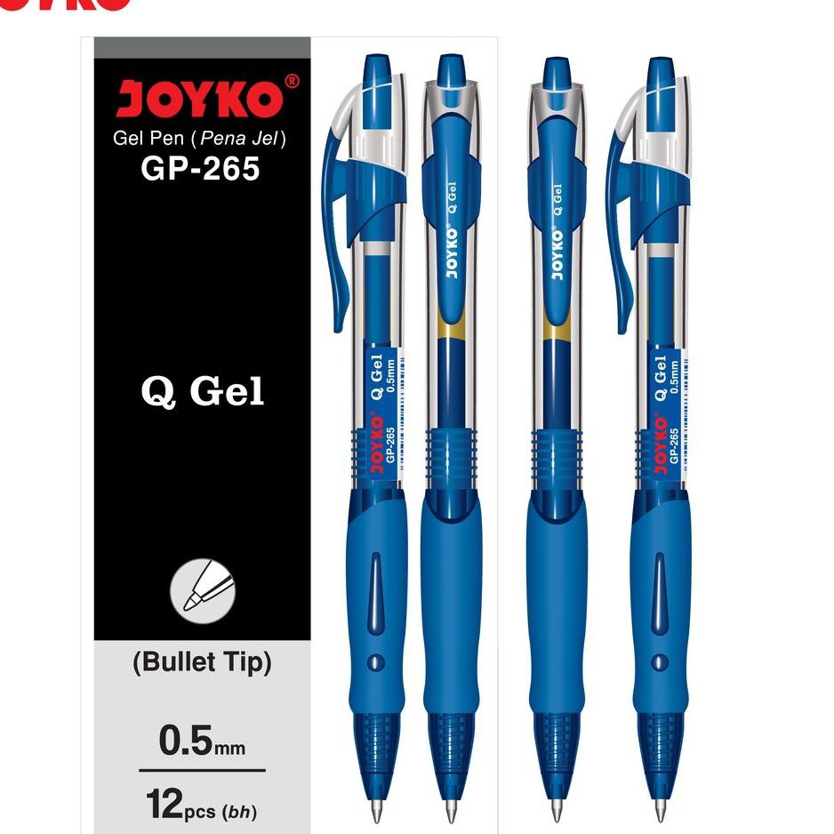

(kode-713) Gel Pen Pulpen Pena Joyko GP-265 Blue Q Gel 0.5 mm 1 Box 12 Pcs ,.