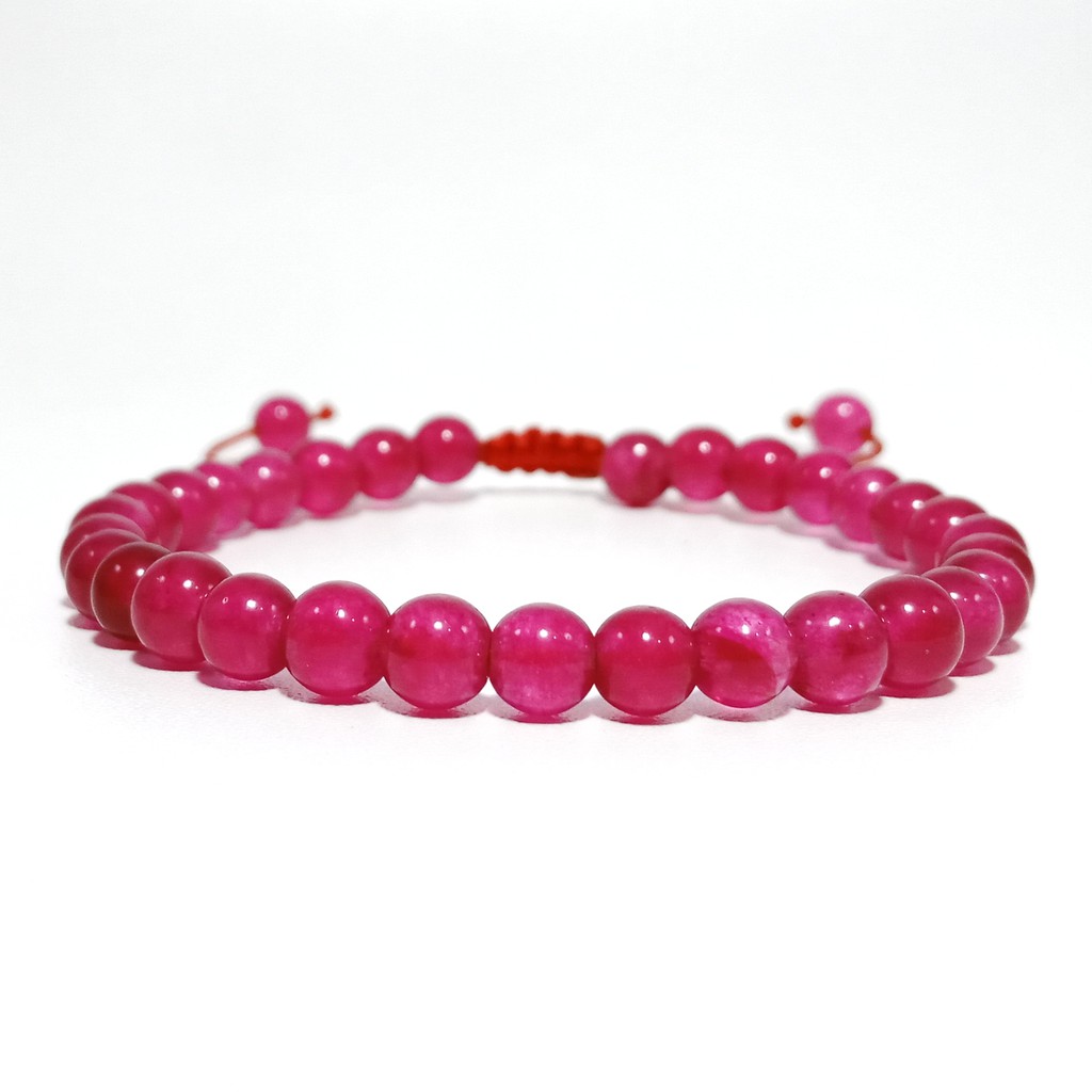 GELANG BATU GIOK PINK 6 MM MODEL TALI SHAMBALA