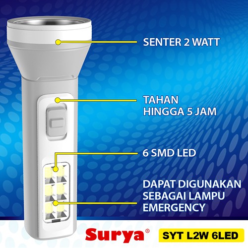 Surya Senter Lampu Emergency SYT L2W + 6SMD LED Light LED Putih Senter Super LED Rechargeable