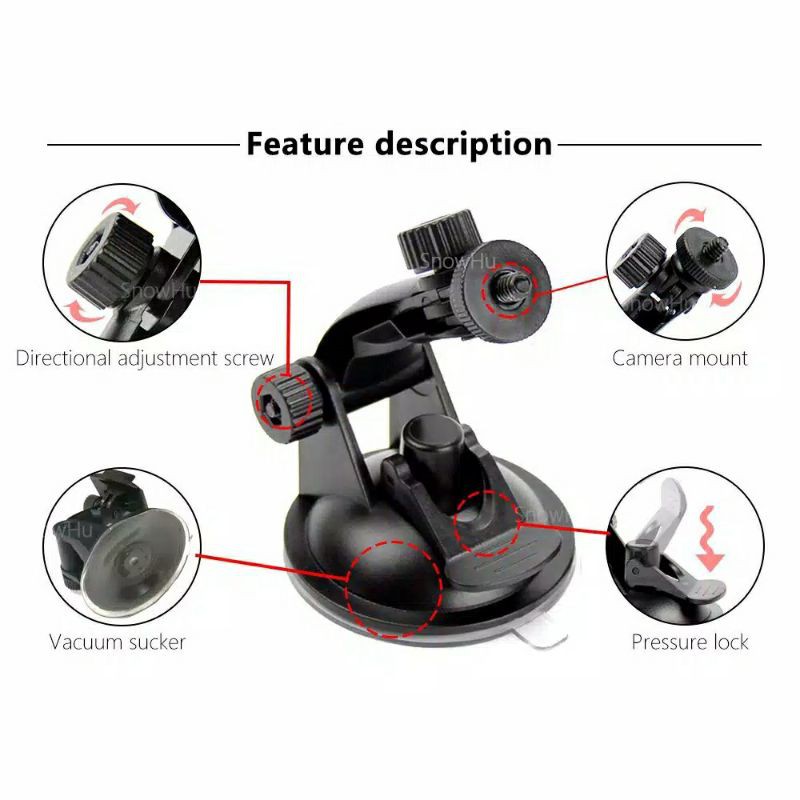 Holder di Mobil Mount Car Untuk Action Kamera Xiaomi yi GoPro BPro  J Cam Kogan Go Pro