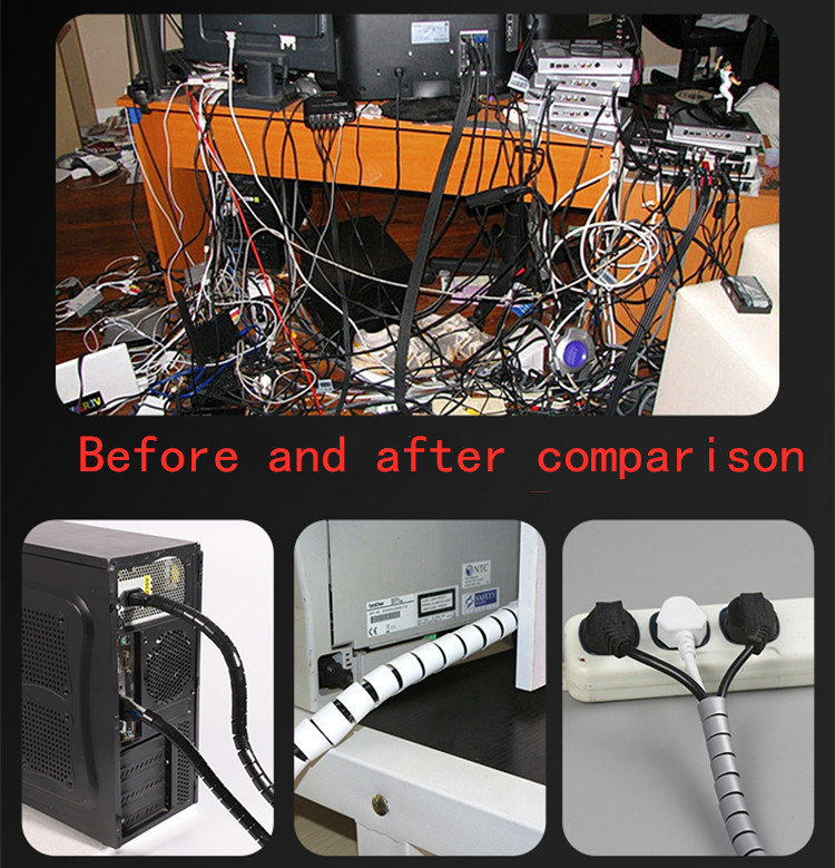 Hot Sale/Tabung Penyimpanan Kawat 2M/kabel Komputer Cords Sleeve Organizer Pipe/Spiral Wrap Winding Cable Wire Protector Cover/Flexible Spiral Management Device