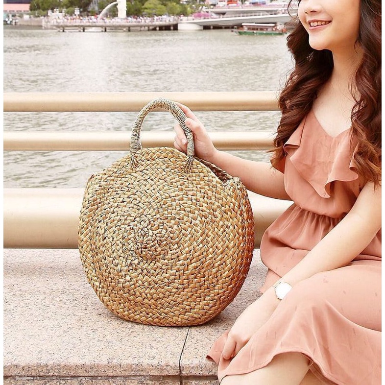 bult bag - tas enceng - tas etnik - tas etnik bulat